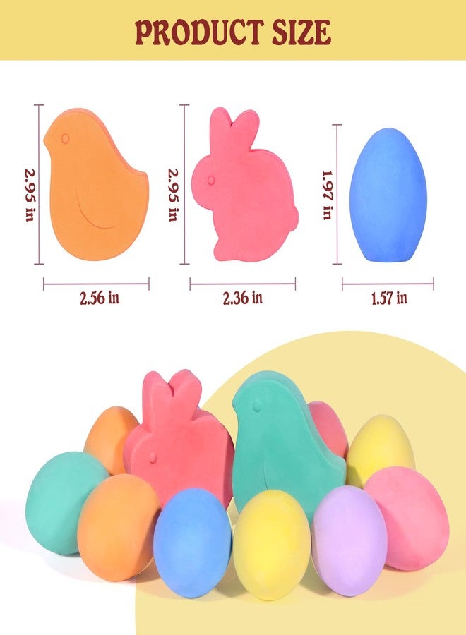 FELIZROCA 18PACK Easter Sidewalk Chalk Bulk Easter Basket Gifts, Easter Eggs Bunny Rabbit Shaped Chalks Colorful Art Chalk Set - Image 5